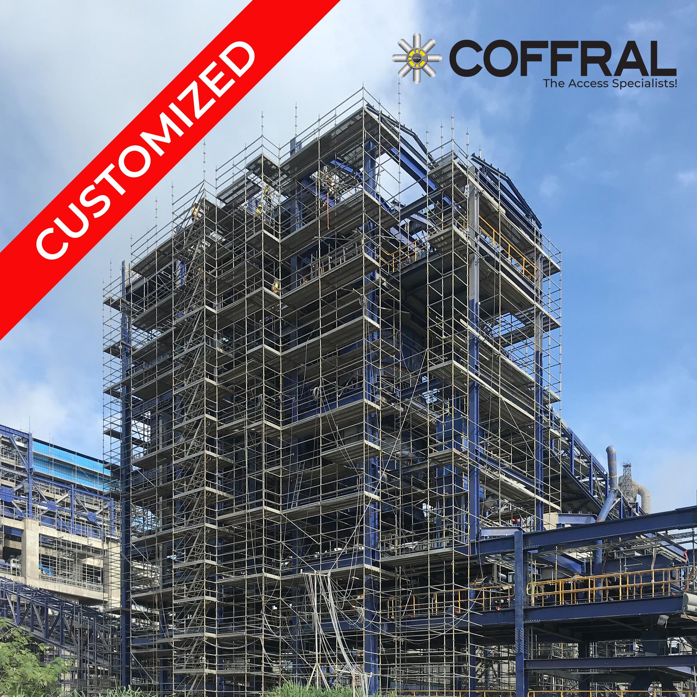 Republic Cement Plant Refurbishment & Expansion. Access scaffolding. Facade scaffolds. industrial ringlock all-round scaffolding.