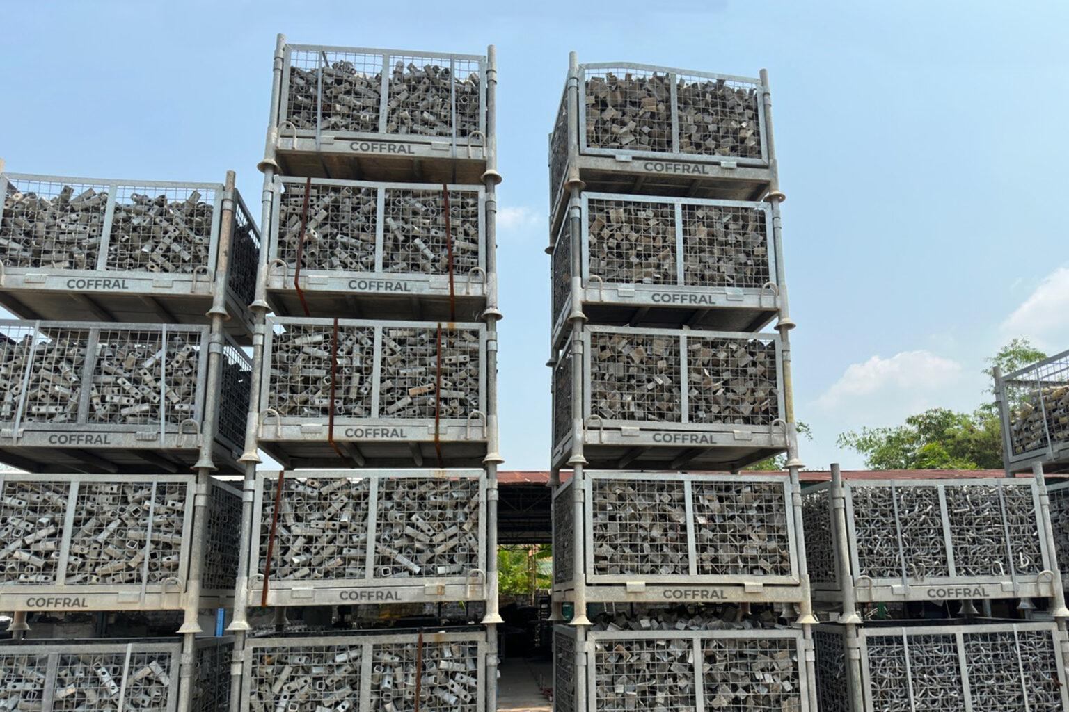 Coffral racks and crates. storage system in warehouse rental park