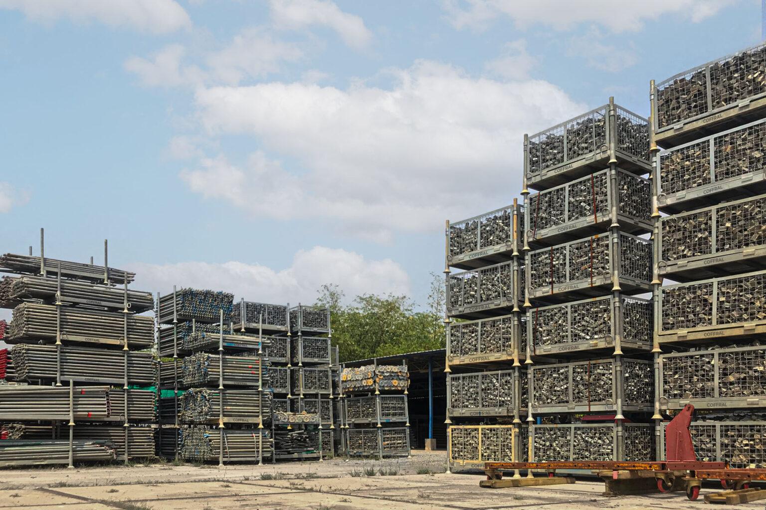 Coffral racks and crates. storage system in warehouse rental park